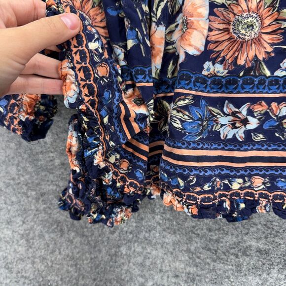 Angie Shorts Women L Large Blue Floral Chino Pull On Elastic Waist Mid Rise - Picture 4 of 7